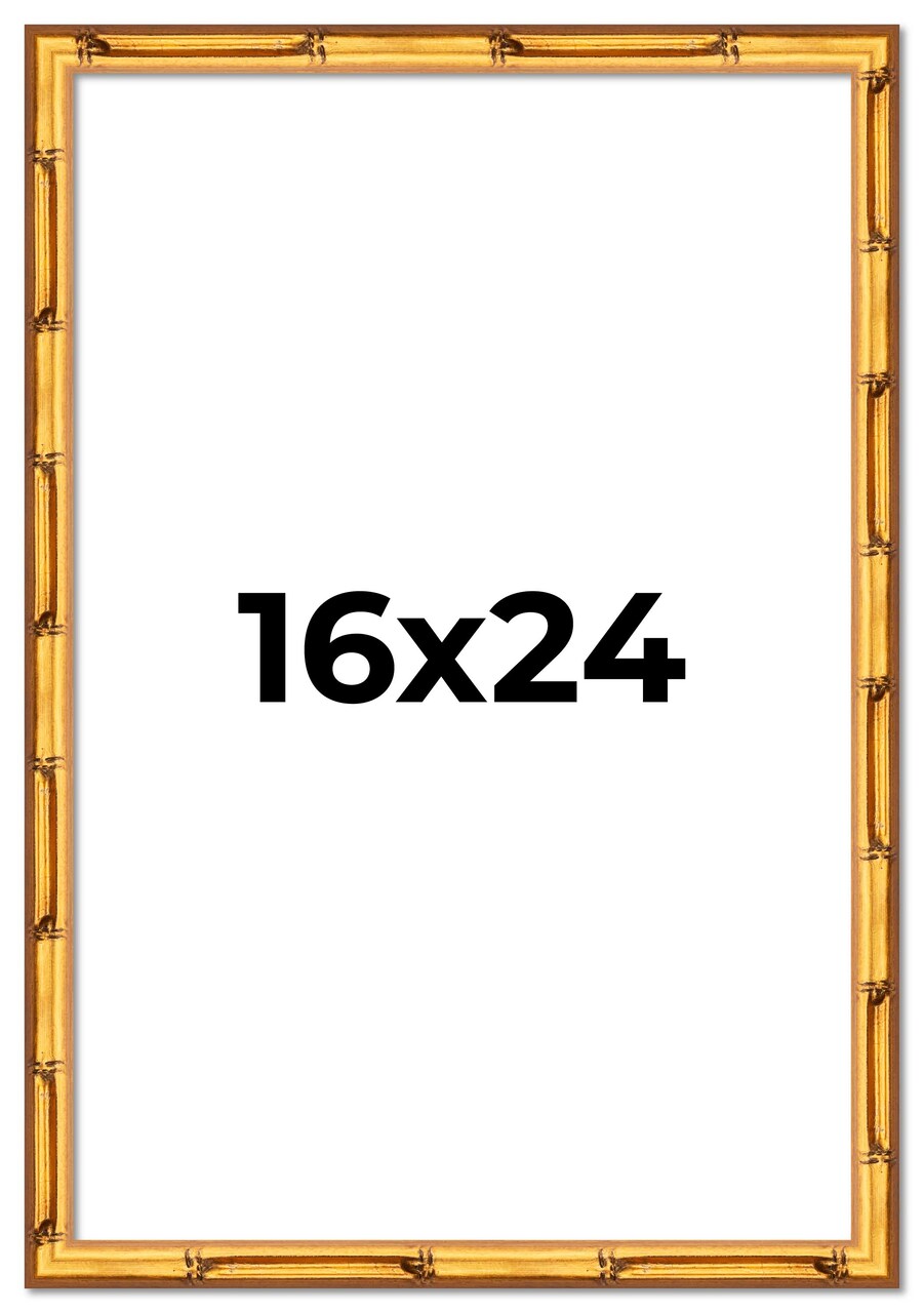 16x24 Thin Bamboo Picture Frame with UV-Resistant Acrylic & Acid Free Backing, Available in 2 Finishes - Gold and Brown